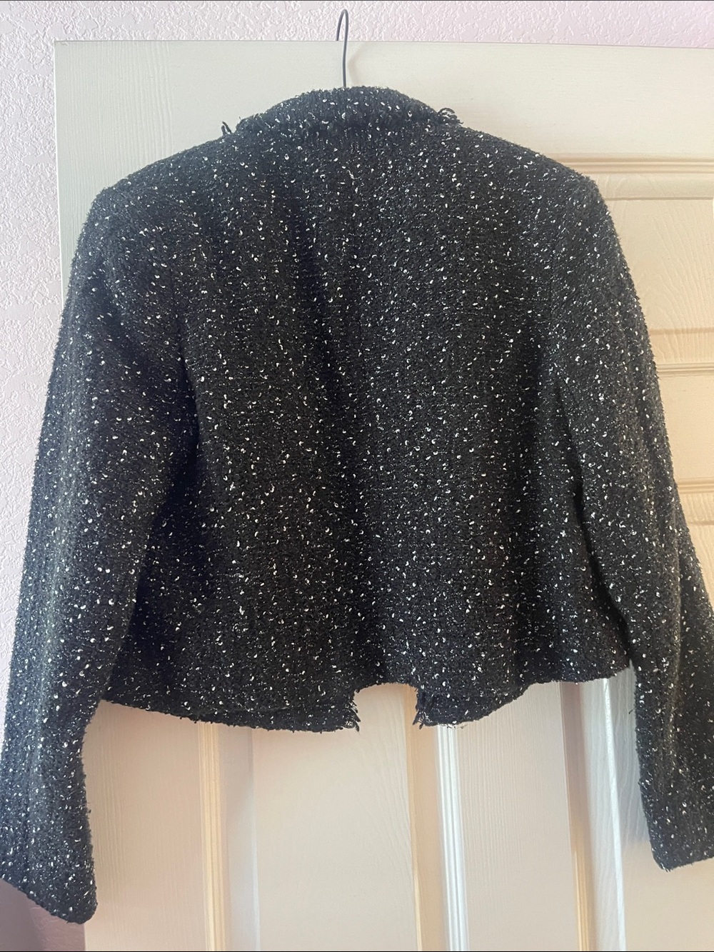 Express Black Speckled Tweed Cropped Blazer - Picture 5 of 6